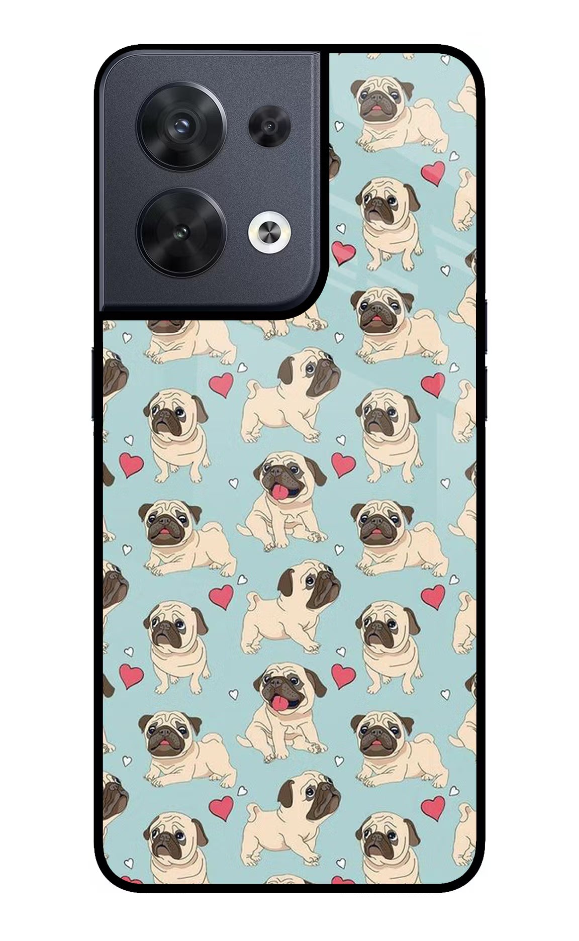 Pug Dog Oppo Reno8 Glass Case Back Cover by Casekaro