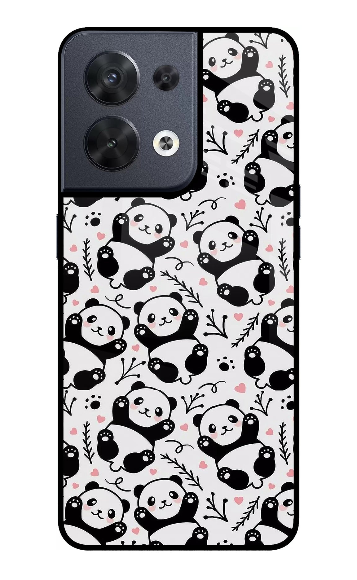 Cute Panda Oppo Reno8 Glass Case
