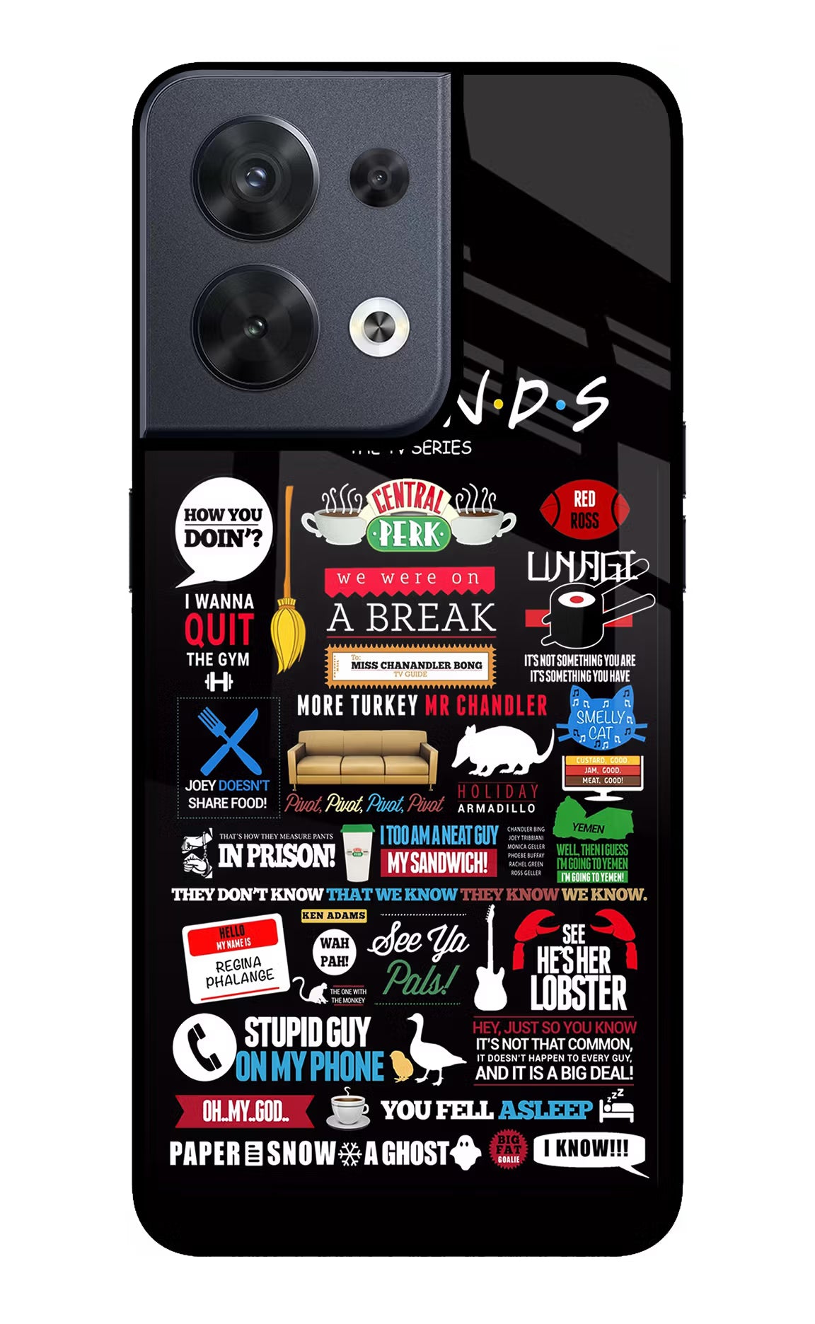 FRIENDS Oppo Reno8 Glass Case Back Cover by Casekaro