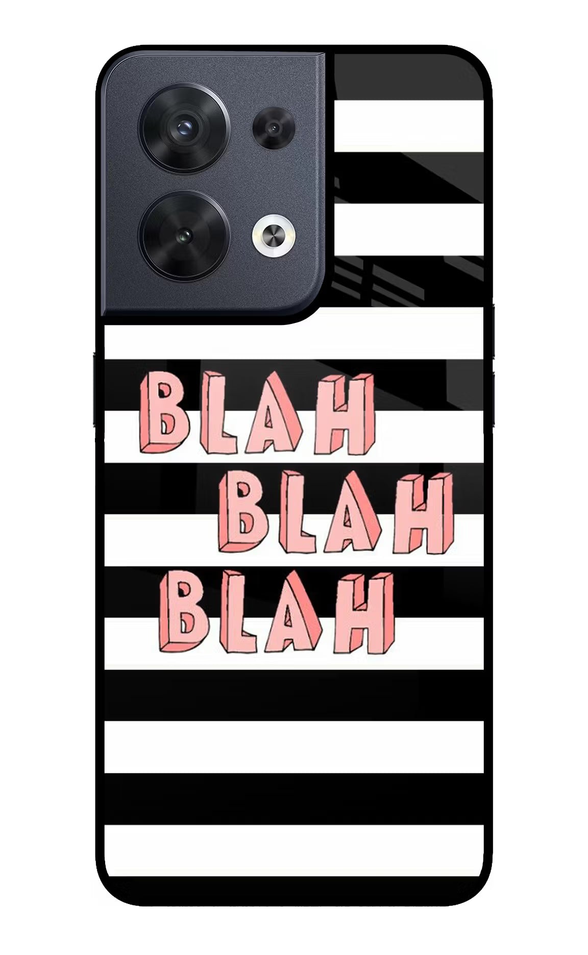 Blah Blah Blah Oppo Reno8 Glass Case Back Cover by Casekaro