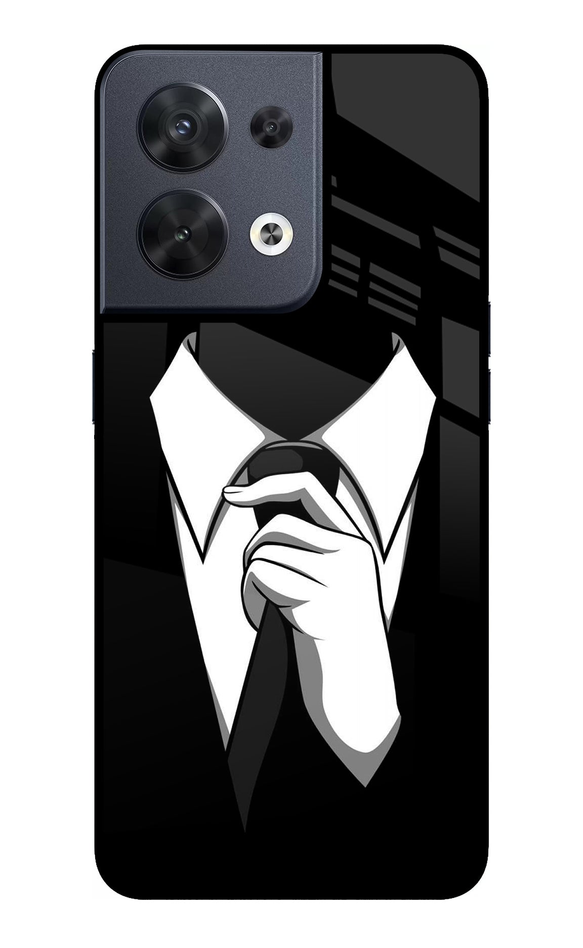 Black Tie Oppo Reno8 Glass Case
