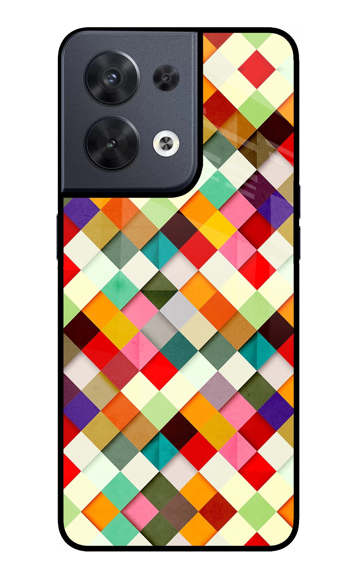 Geometric Abstract Colorful Oppo Reno8 Glass Case