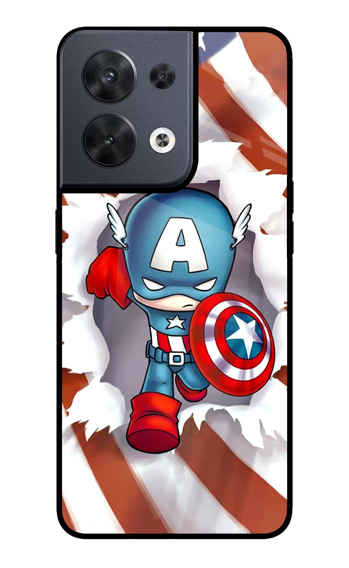 Captain America Oppo Reno8 Glass Case Back Cover by Casekaro