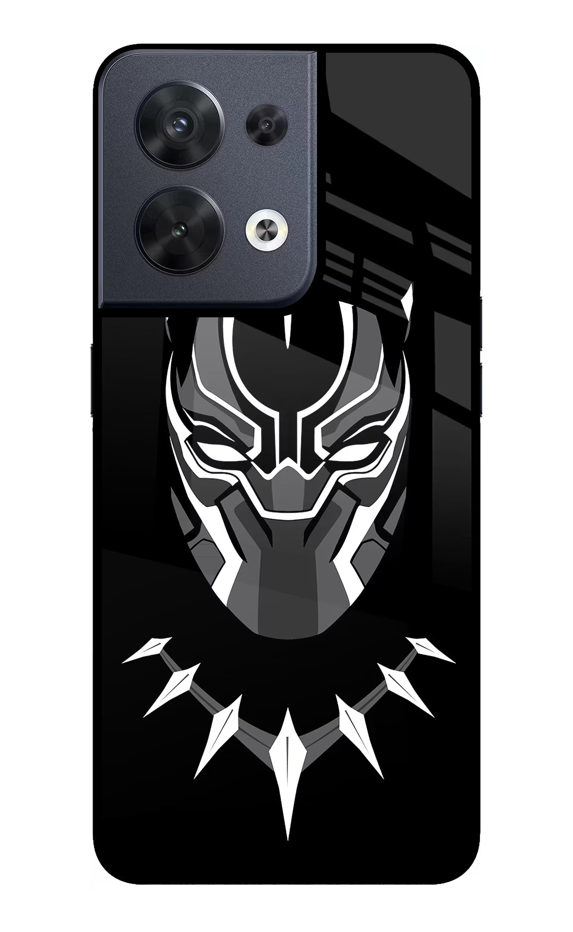 Black Panther Oppo Reno8 Glass Case Back Cover by Casekaro
