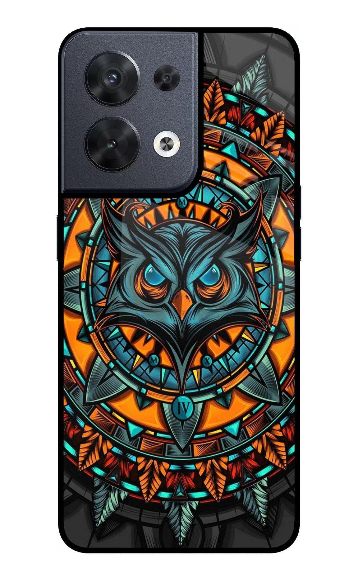 Angry Owl Art Oppo Reno8 Glass Case