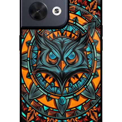 Angry Owl Art Oppo Reno8 Glass Case Back Cover by Casekaro