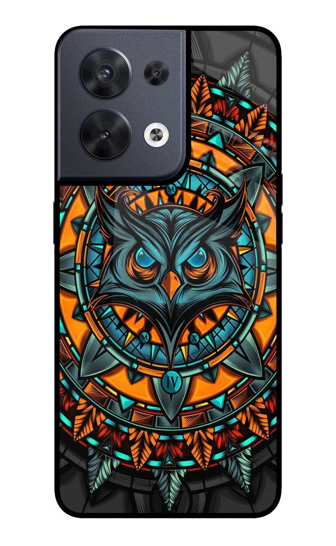 Angry Owl Art Oppo Reno8 Glass Case Back Cover by Casekaro