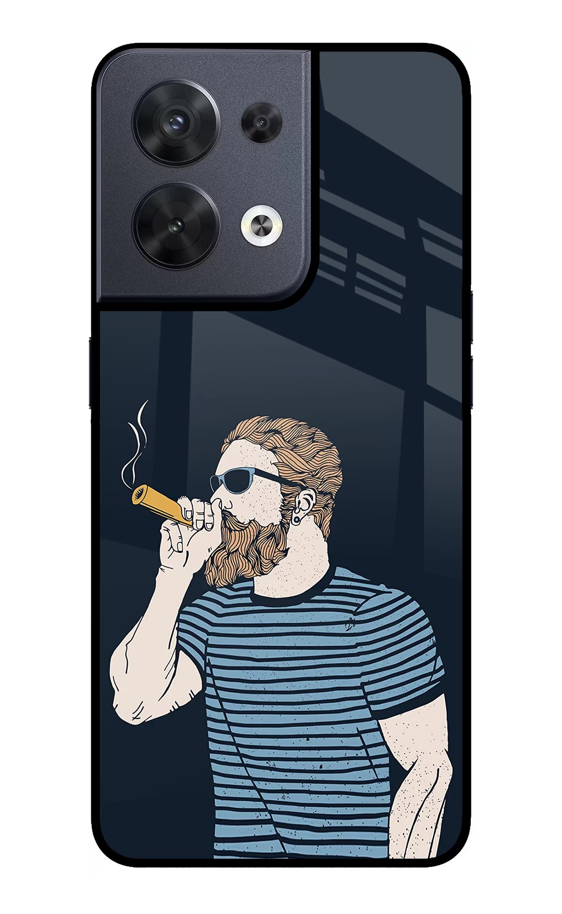 Smoking Oppo Reno8 Glass Case Back Cover by Casekaro