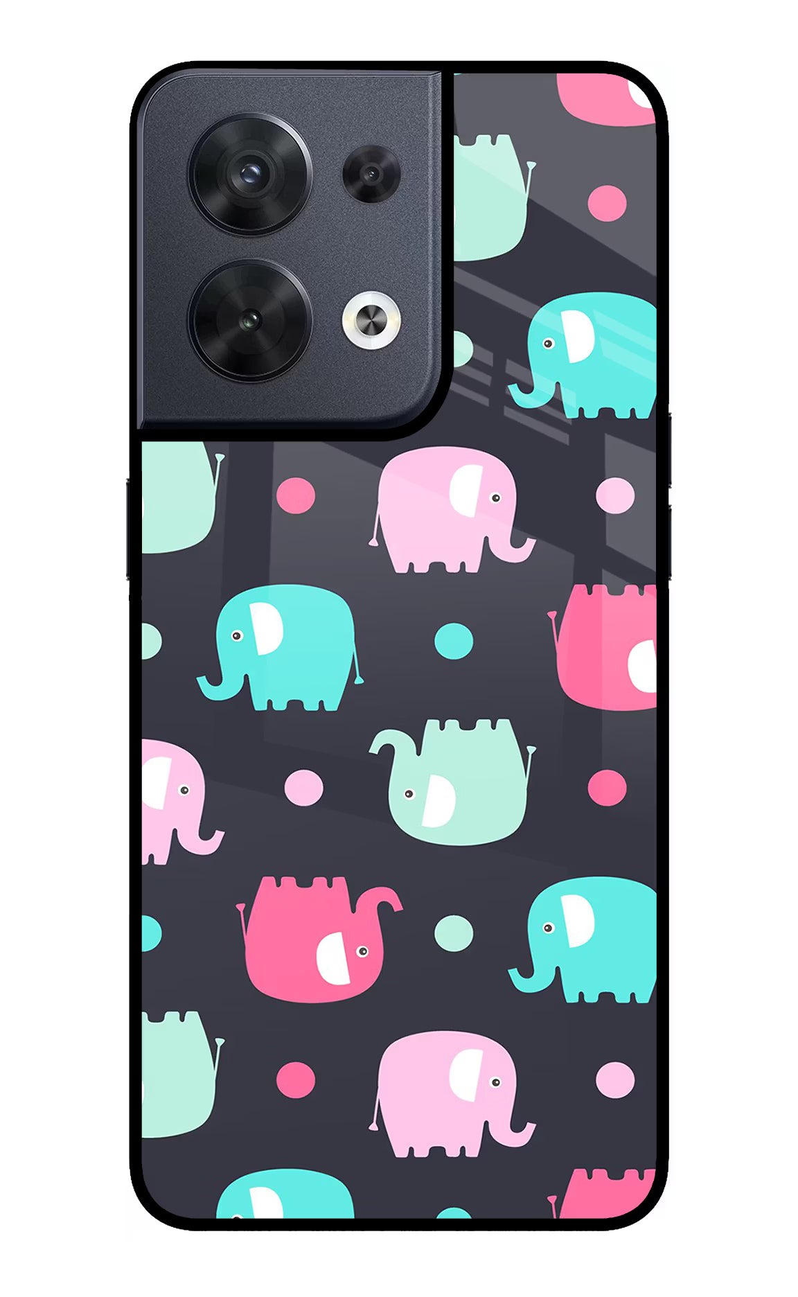 Elephants Oppo Reno8 Glass Case Back Cover by Casekaro