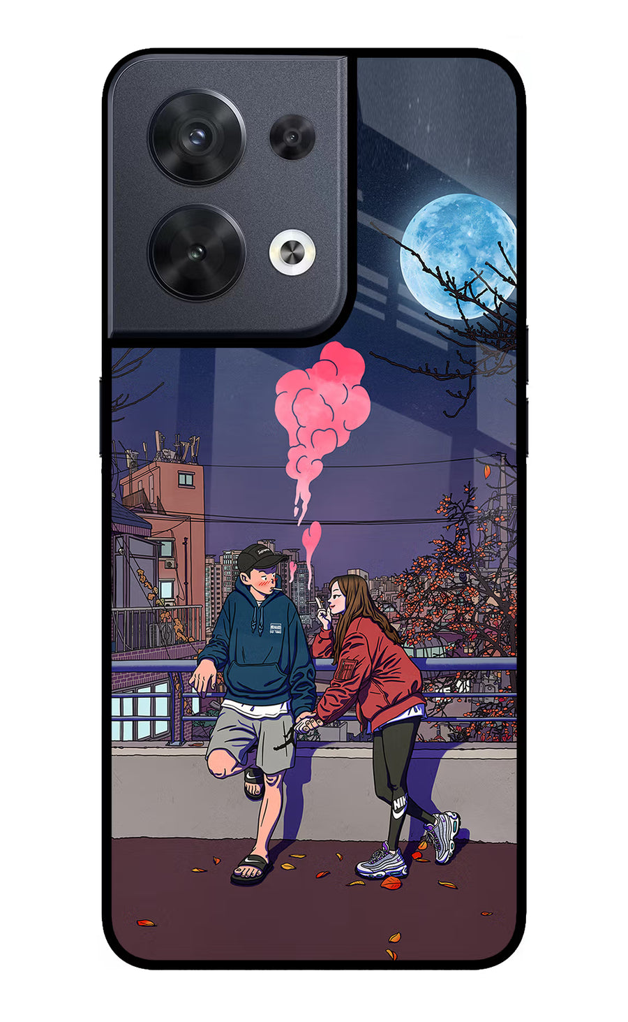 Chilling Couple Oppo Reno8 Back Cover, Glass case