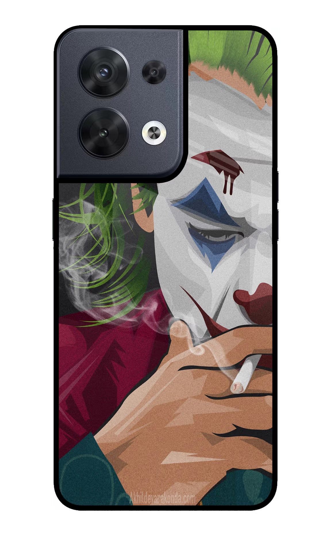 Joker Smoking Oppo Reno8 Glass Case Back Cover by Casekaro