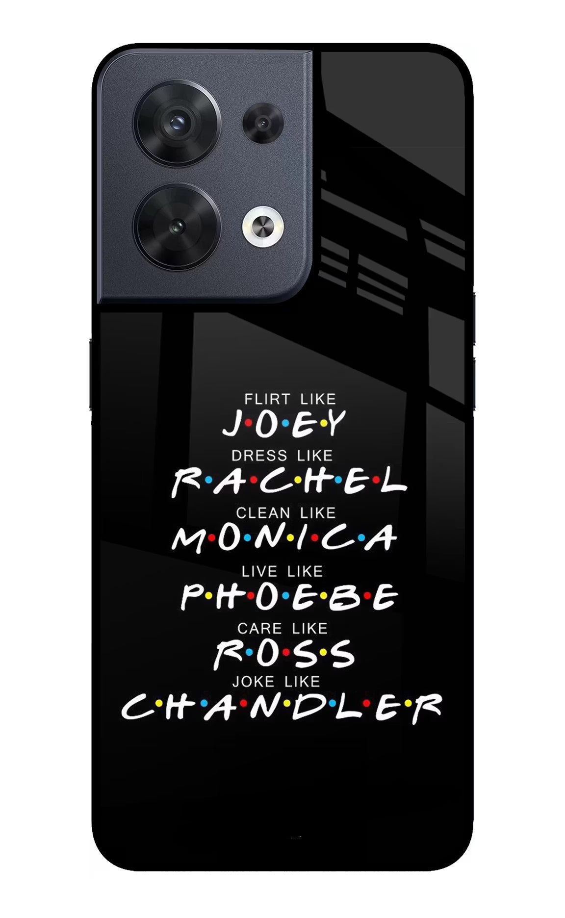 FRIENDS Character Oppo Reno8 Glass Case Back Cover by Casekaro