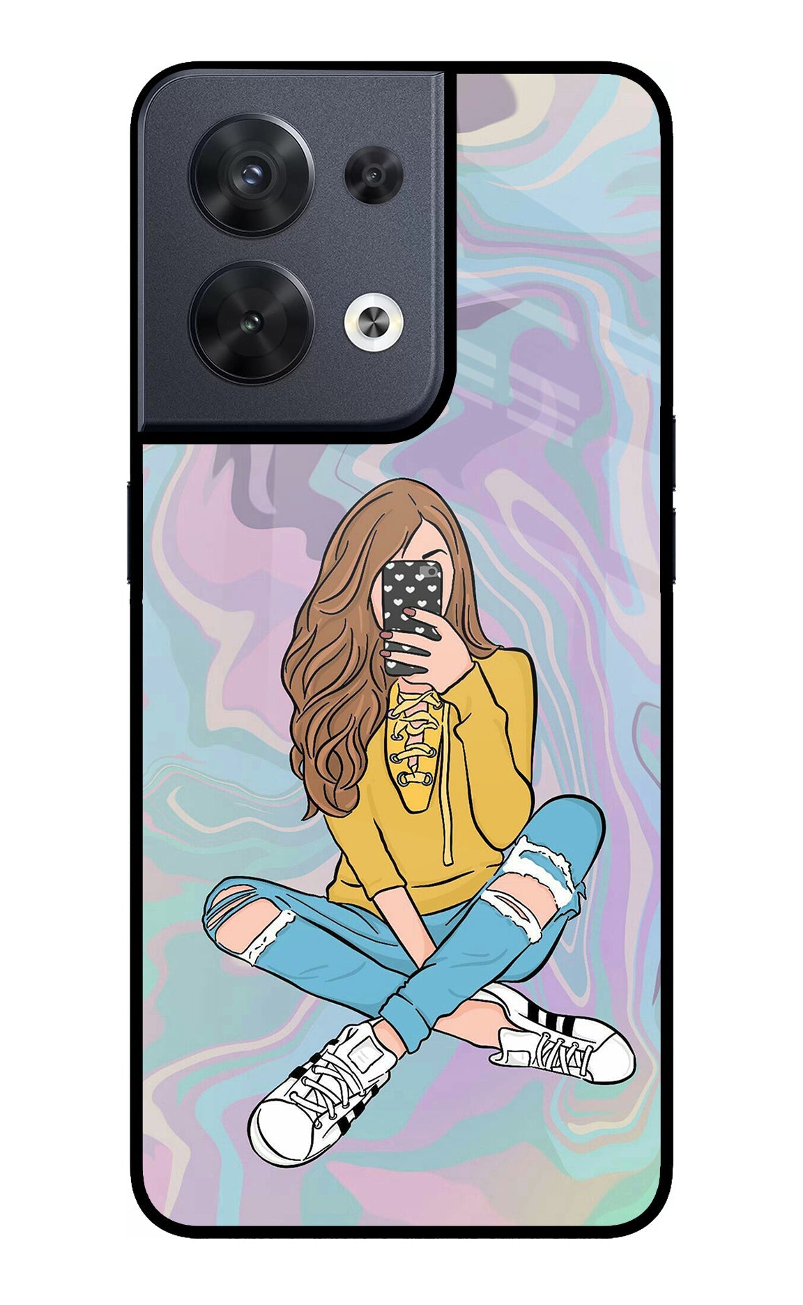 Selfie Girl Oppo Reno8 Glass Case