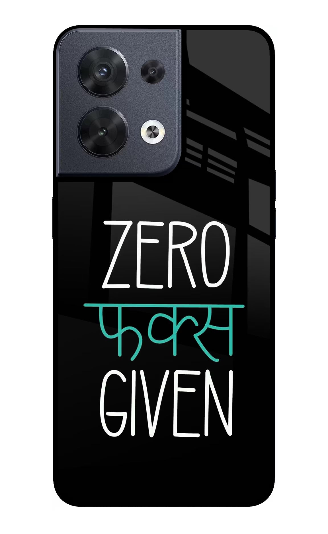 Zero Fucks Given Oppo Reno8 Glass Case Back Cover by Casekaro