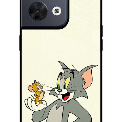 Tom & Jerry Oppo Reno8 Glass Case Back Cover by Casekaro