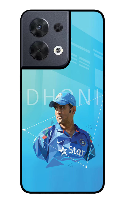 Dhoni Artwork Oppo Reno8 Glass Case