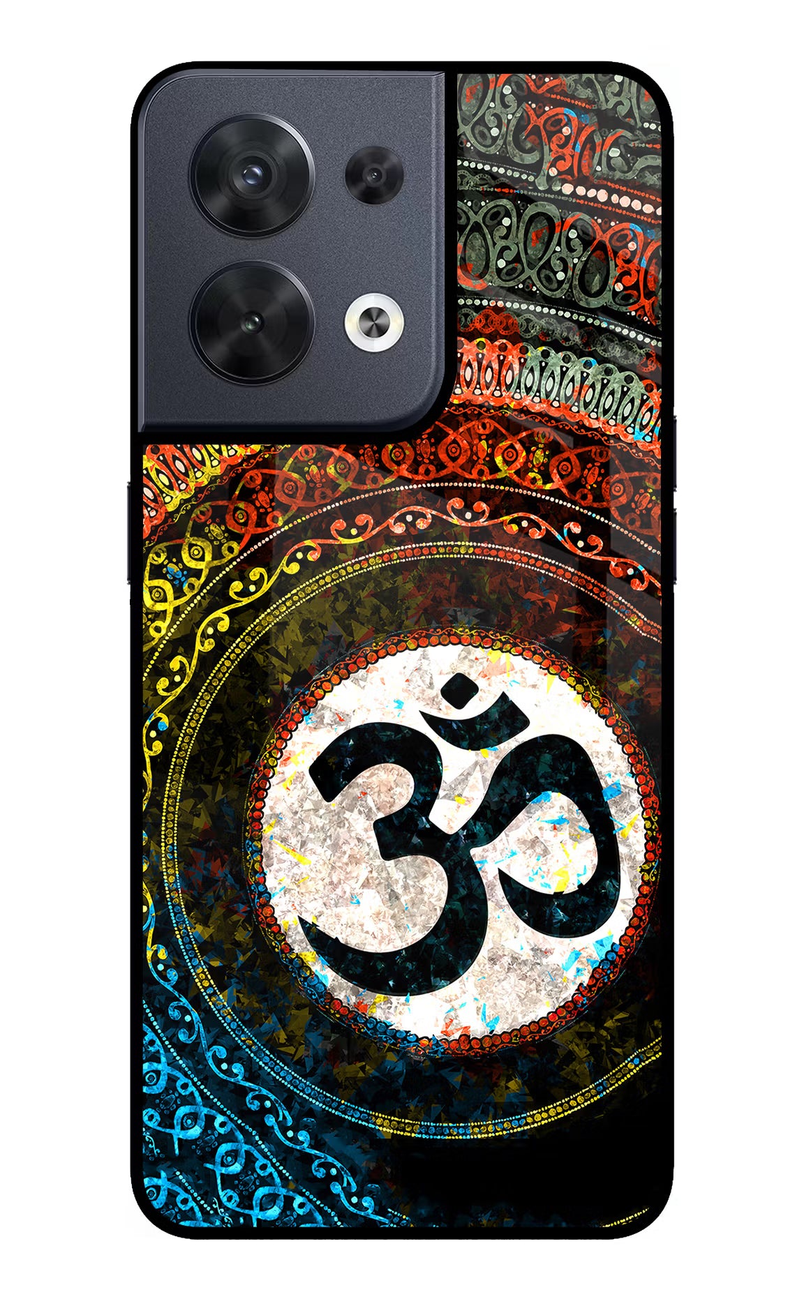 Om Cultural Oppo Reno8 Glass Case Back Cover by Casekaro