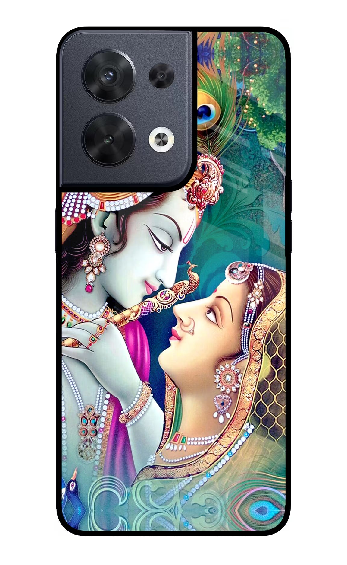 Lord Radha Krishna Oppo Reno8 Glass Case Back Cover by Casekaro
