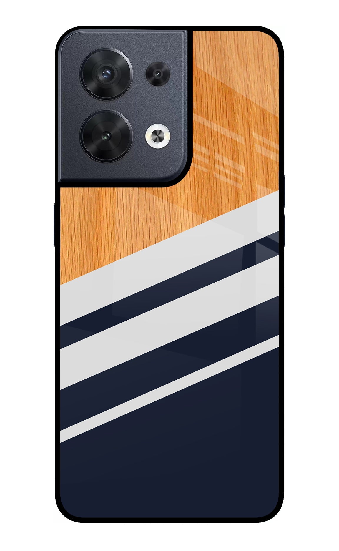 Blue and white wooden Oppo Reno8 Back Cover