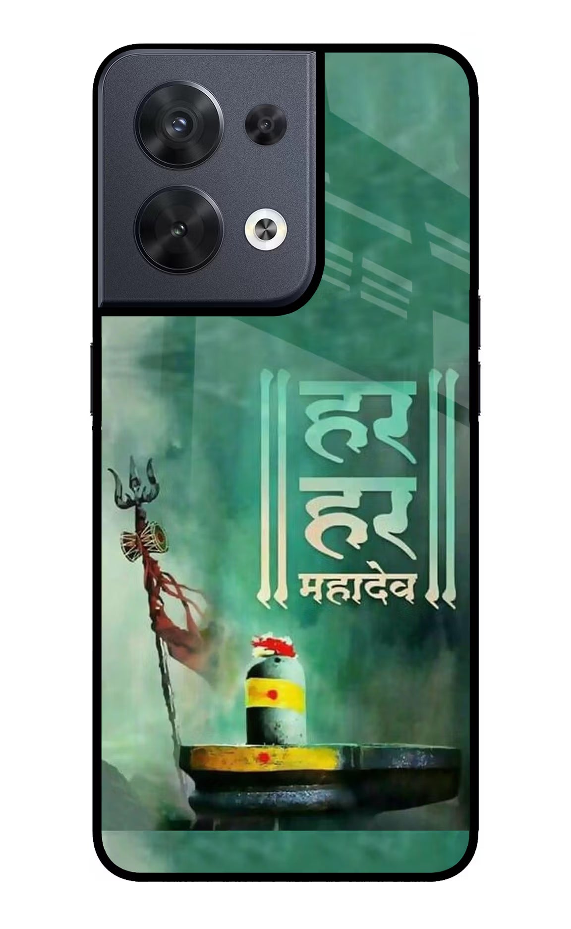 Har Har Mahadev Shivling Oppo Reno8 Glass Case Back Cover by Casekaro