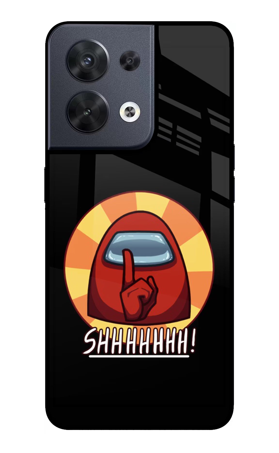 Among Us Shhh! Oppo Reno8 Glass Case Back Cover by Casekaro