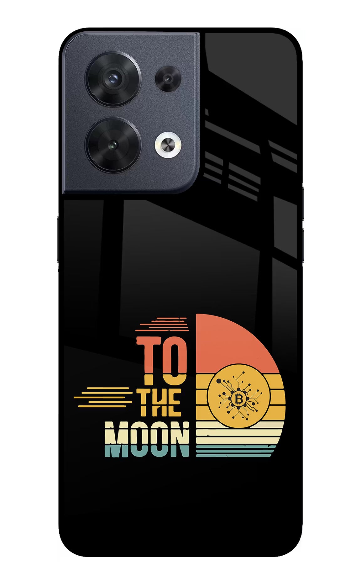 To the Moon Oppo Reno8 Glass Case Back Cover by Casekaro