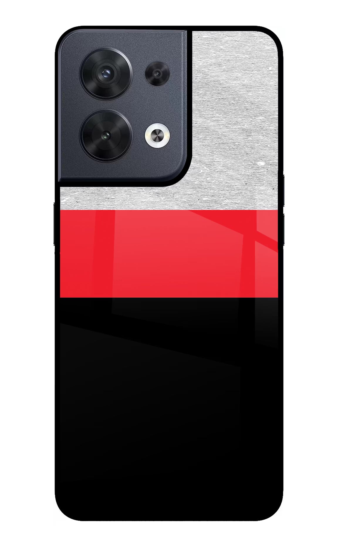 Tri Color Pattern Oppo Reno8 Glass Case