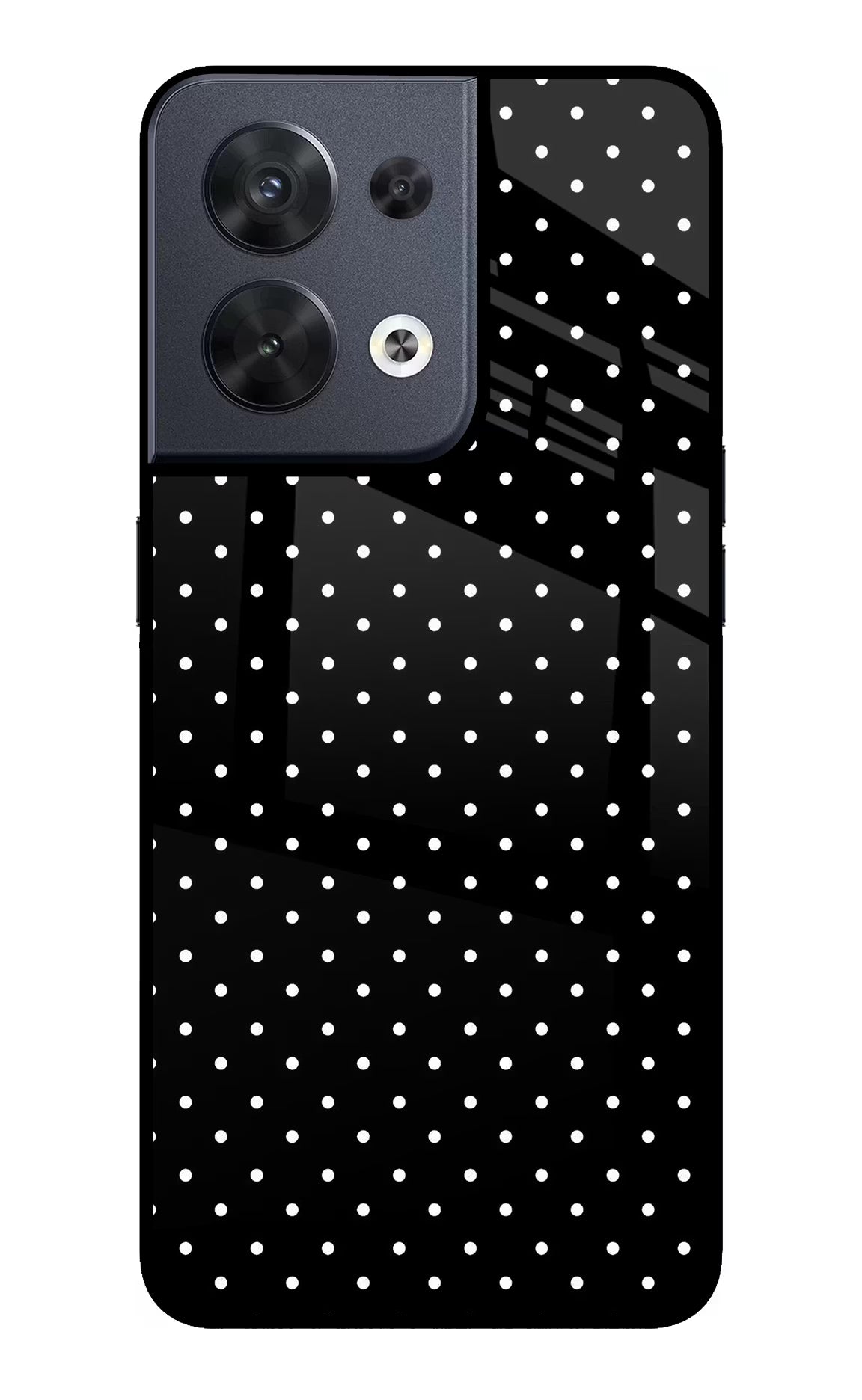 White Dots Oppo Reno8 Glass Case Back Cover by Casekaro