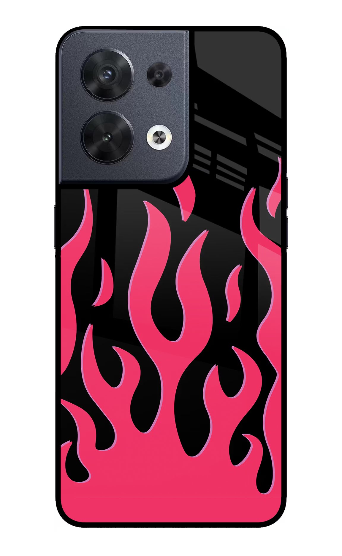Fire Flames Oppo Reno8 Glass Case Back Cover by Casekaro