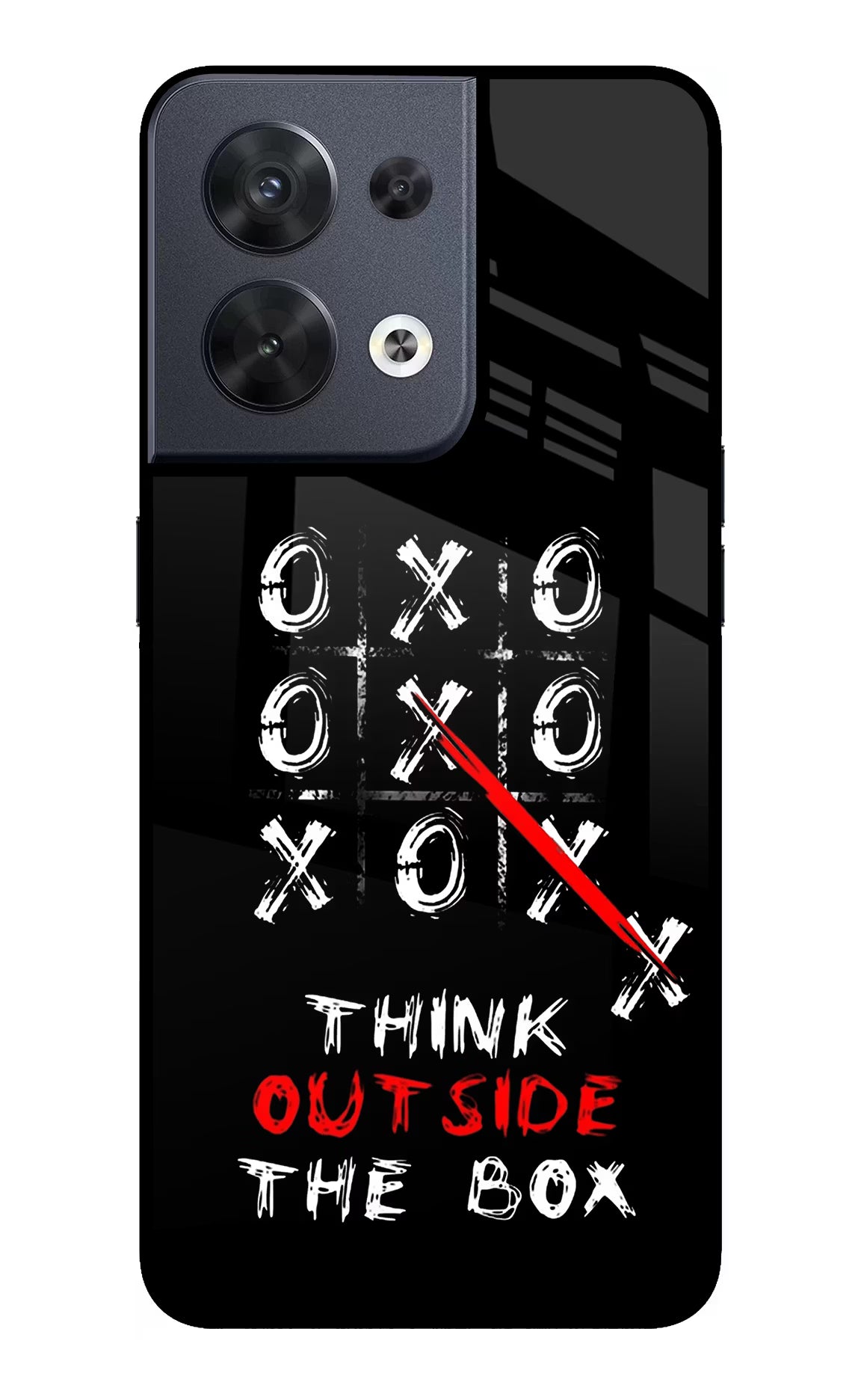 Think out of the BOX Oppo Reno8 Glass Case Back Cover by Casekaro