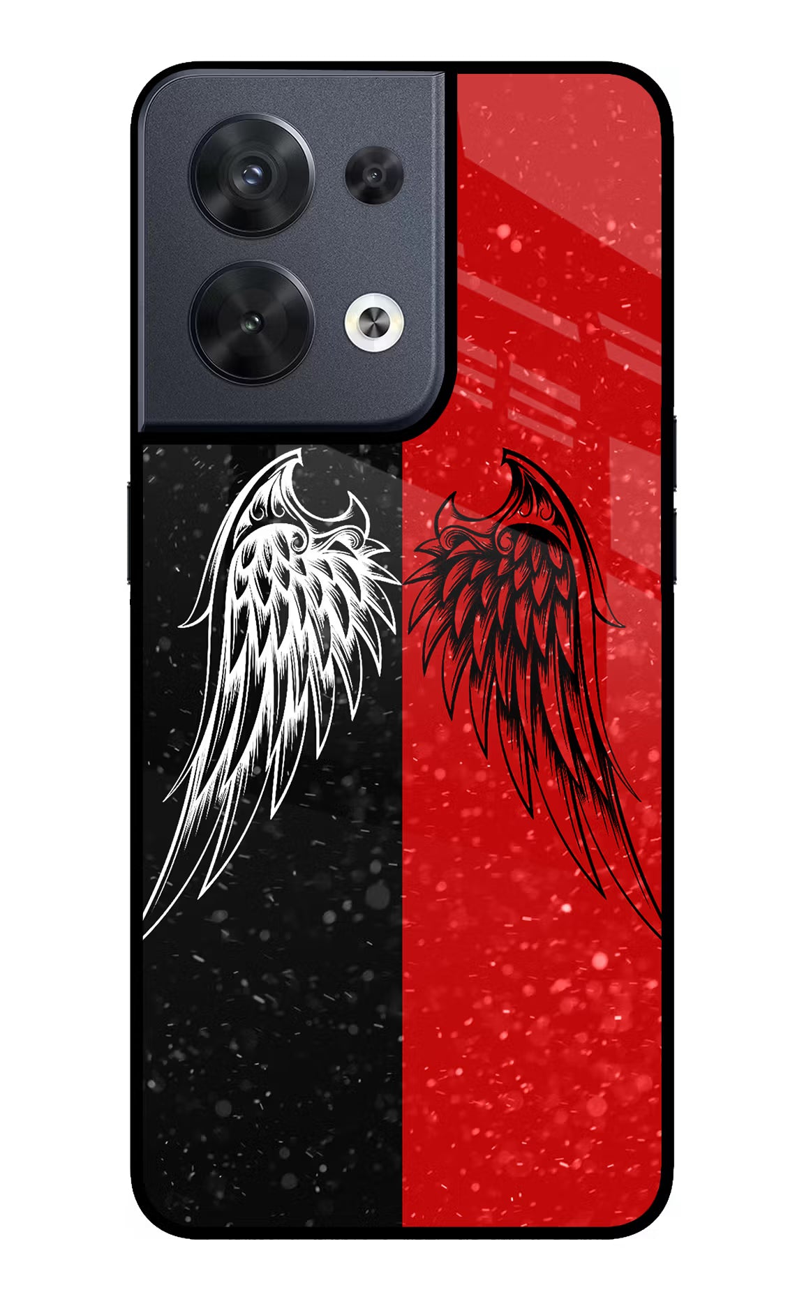Wings Oppo Reno8 Glass Case Back Cover by Casekaro