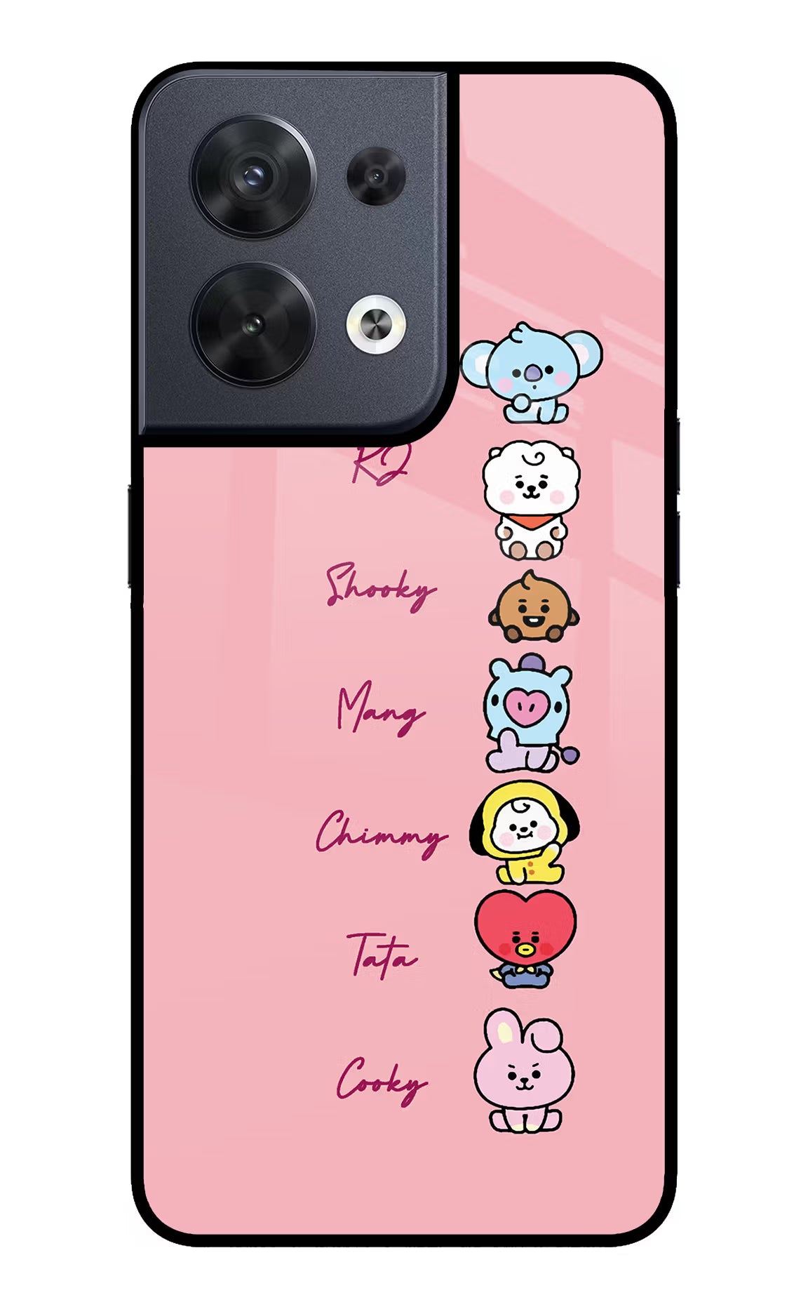 BTS names Oppo Reno8 Glass Case Back Cover by Casekaro