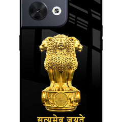 Satyamev Jayate Golden Oppo Reno8 Glass Case