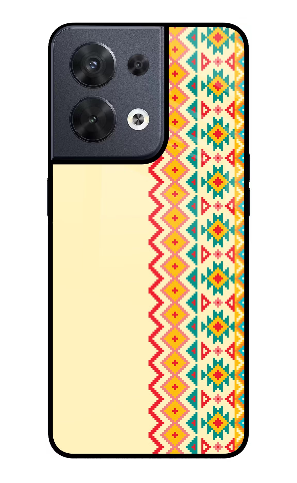 Ethnic Seamless Oppo Reno8 Glass Case Back Cover by Casekaro
