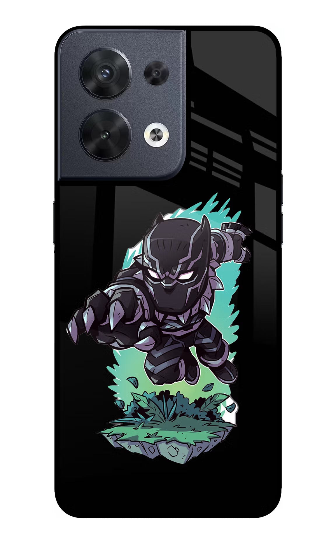 Black Panther Oppo Reno8 Glass Case Back Cover by Casekaro