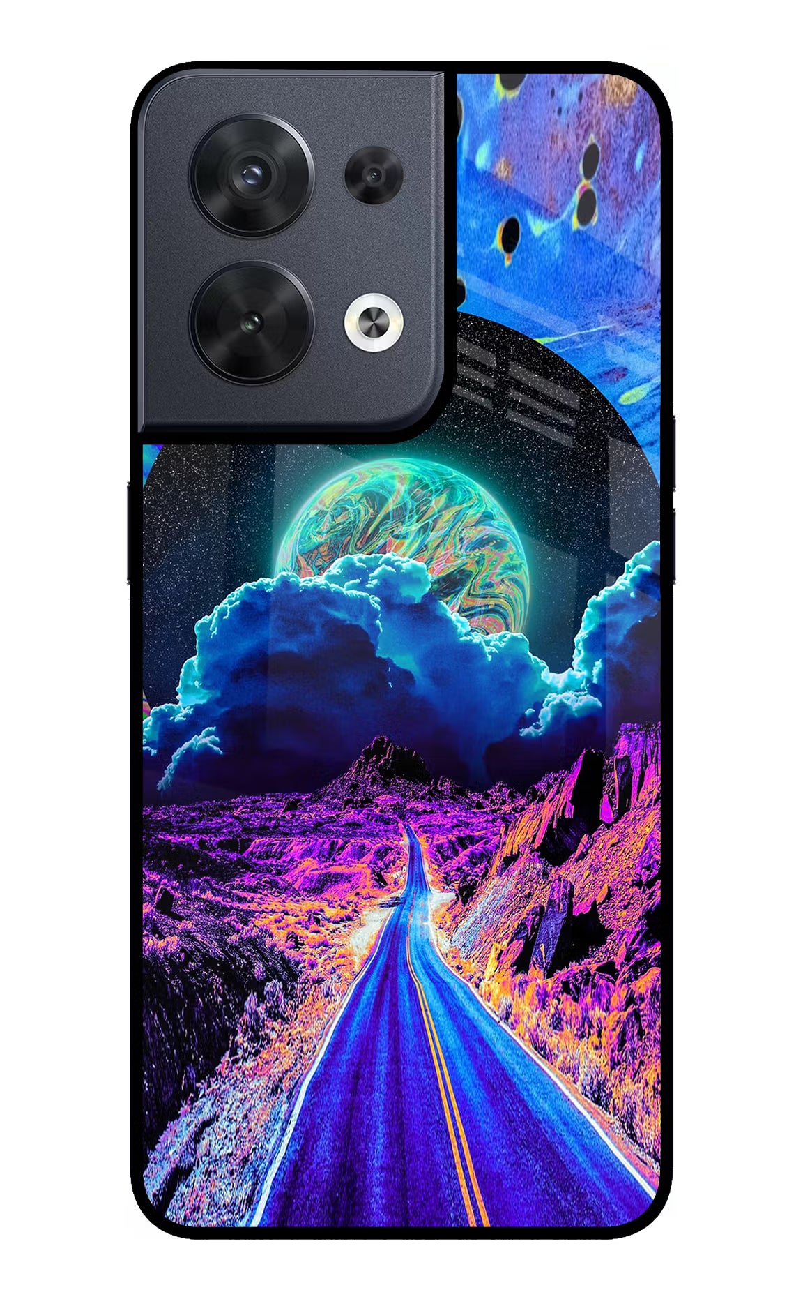 Psychedelic Painting Oppo Reno8 Glass Case Back Cover by Casekaro