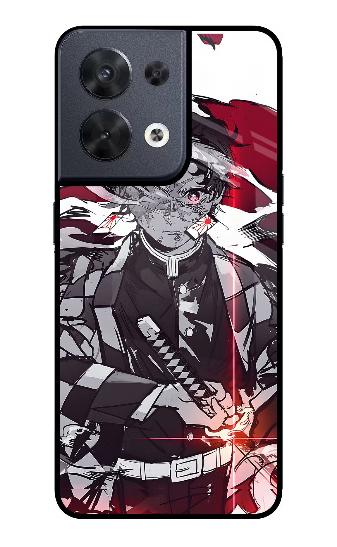 Demon Slayer Oppo Reno8 Glass Case Back Cover by Casekaro