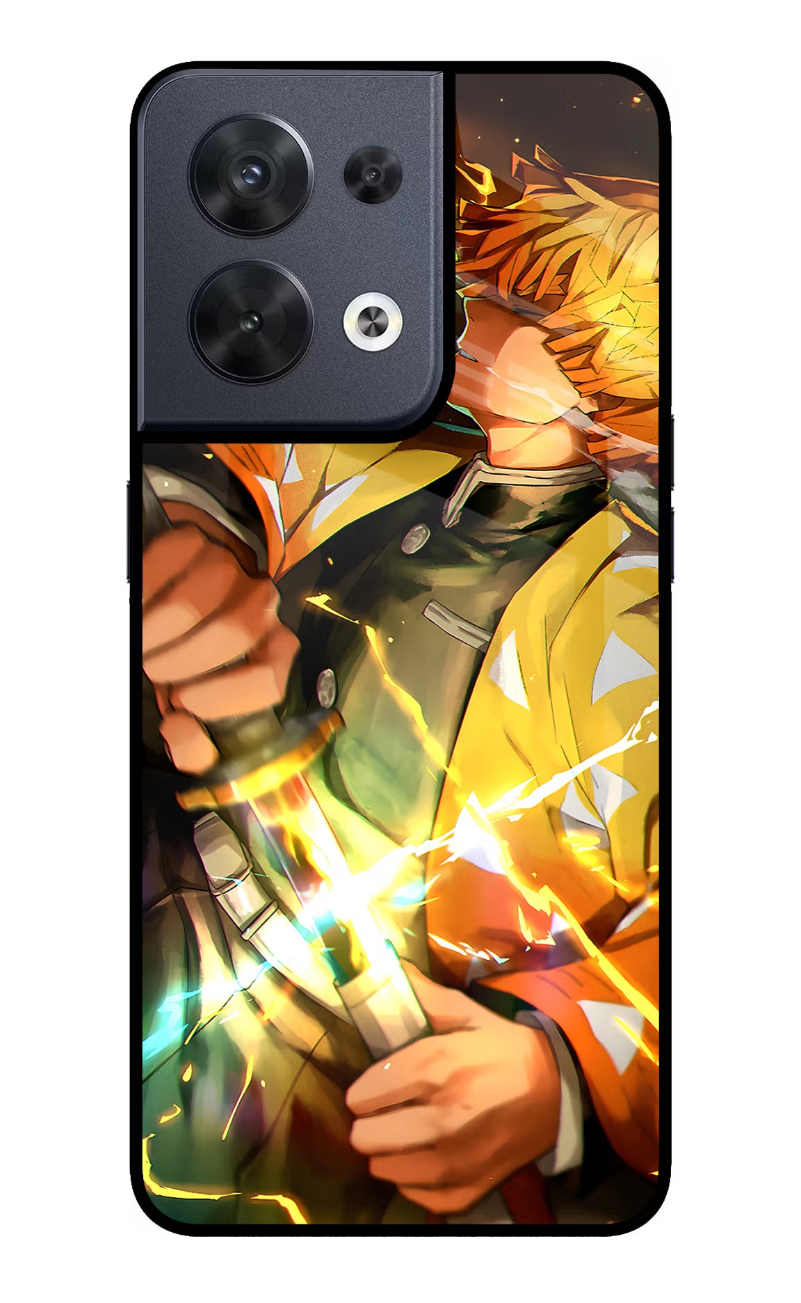 Demon Slayer Oppo Reno8 Glass Case Back Cover by Casekaro