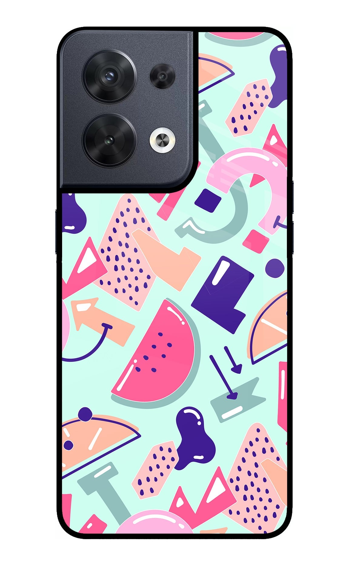 Doodle Pattern Oppo Reno8 Glass Case