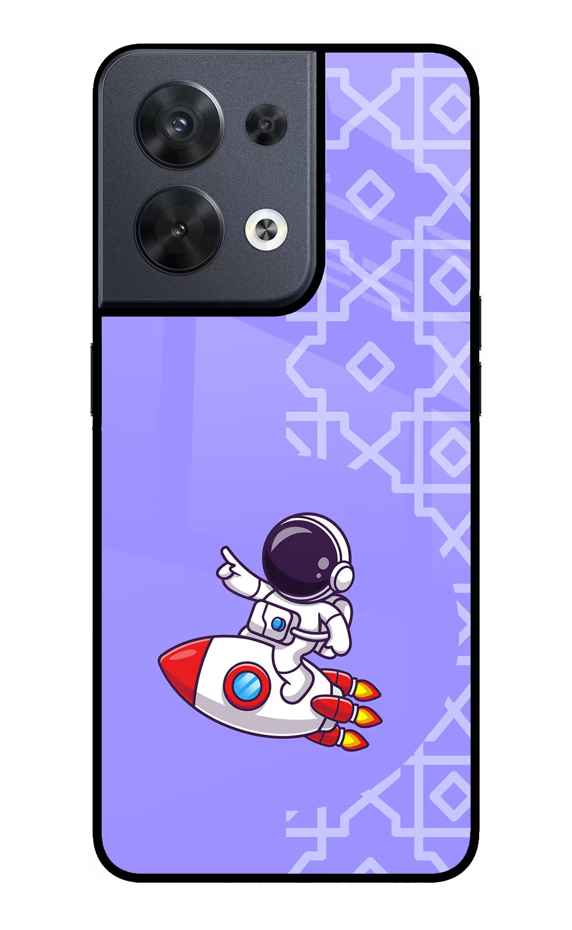 Cute Astronaut Oppo Reno8 Glass Case Back Cover by Casekaro