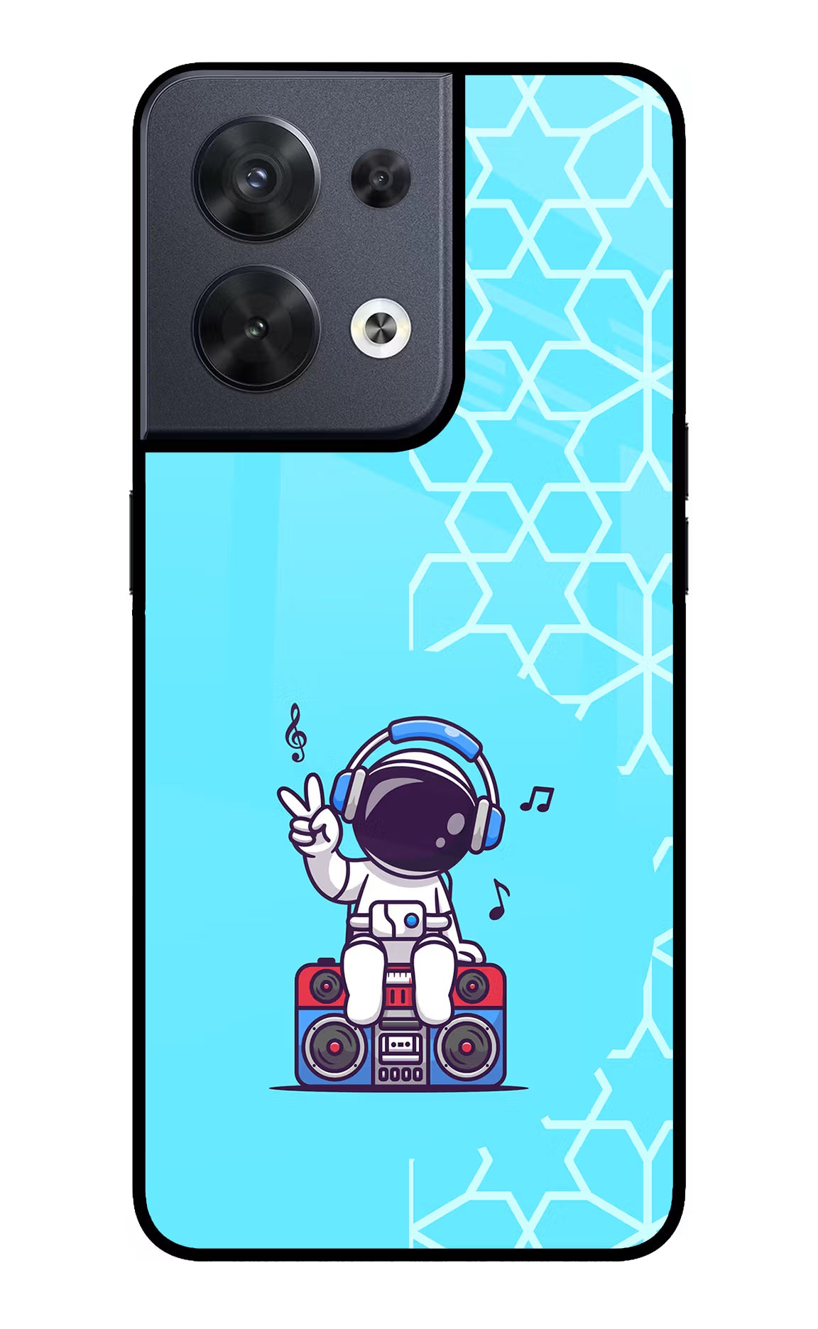 Cute Astronaut Chilling Oppo Reno8 Glass Case Back Cover by Casekaro