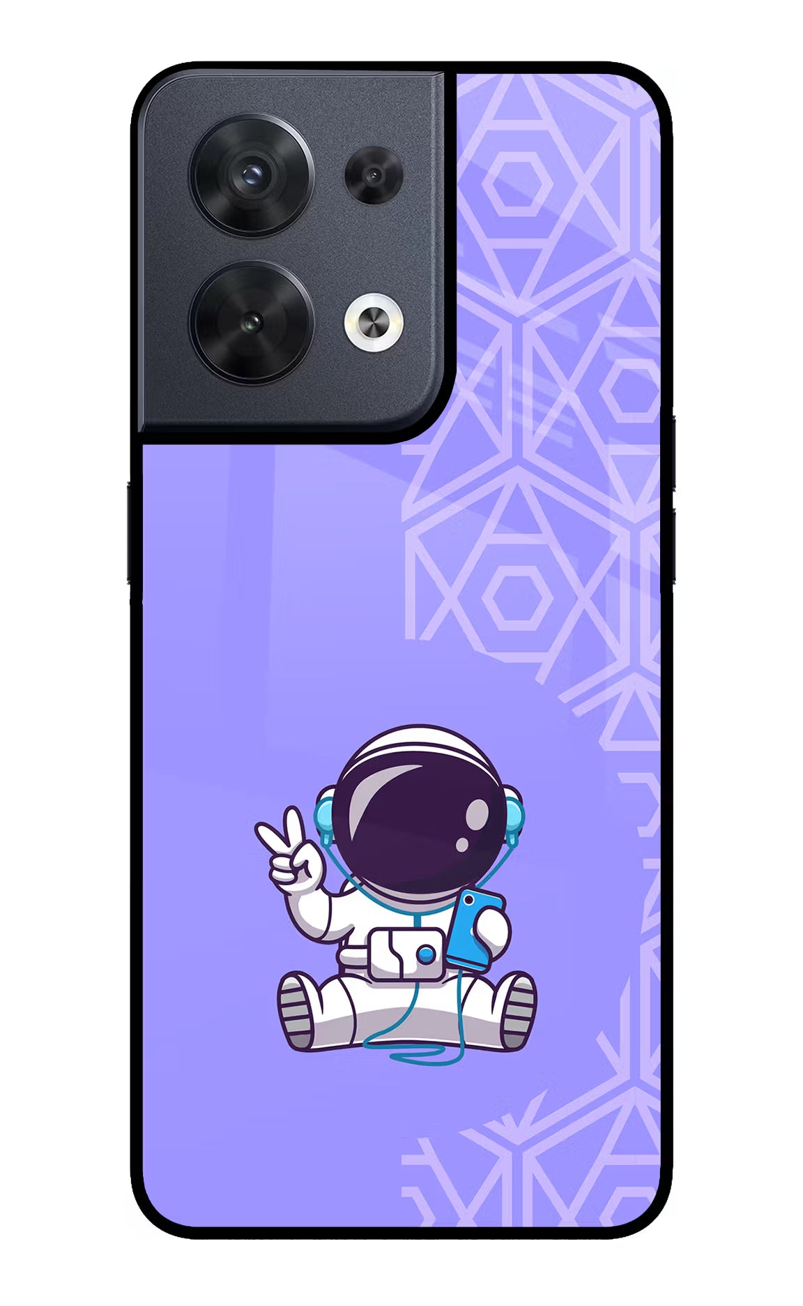 Cute Astronaut Chilling Oppo Reno8 Glass Case Back Cover by Casekaro