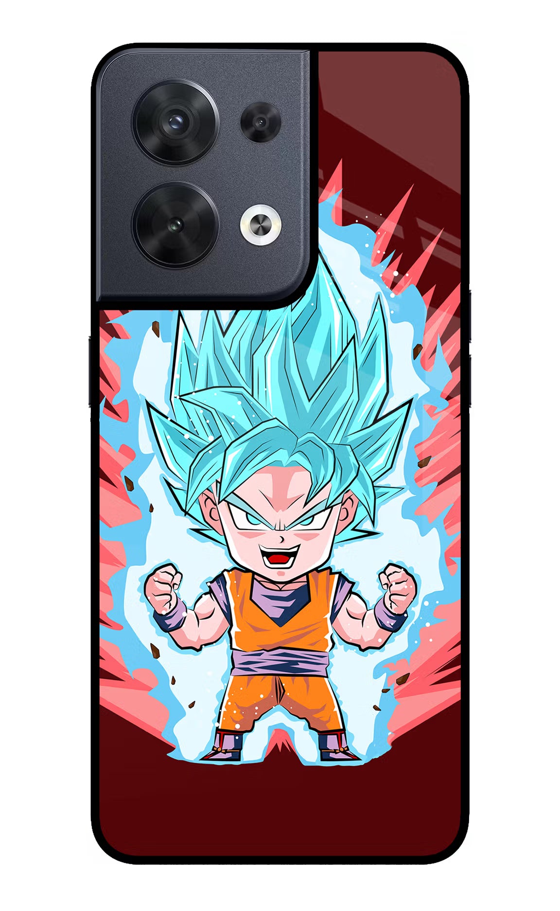 Goku Little Oppo Reno8 Glass Case Back Cover by Casekaro