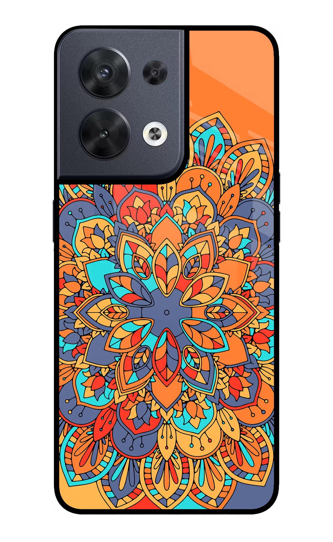 Color Mandala Oppo Reno8 Glass Case Back Cover by Casekaro