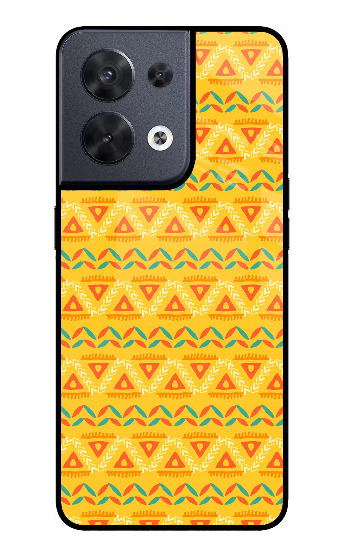 Tribal Pattern Oppo Reno8 Glass Case Back Cover by Casekaro