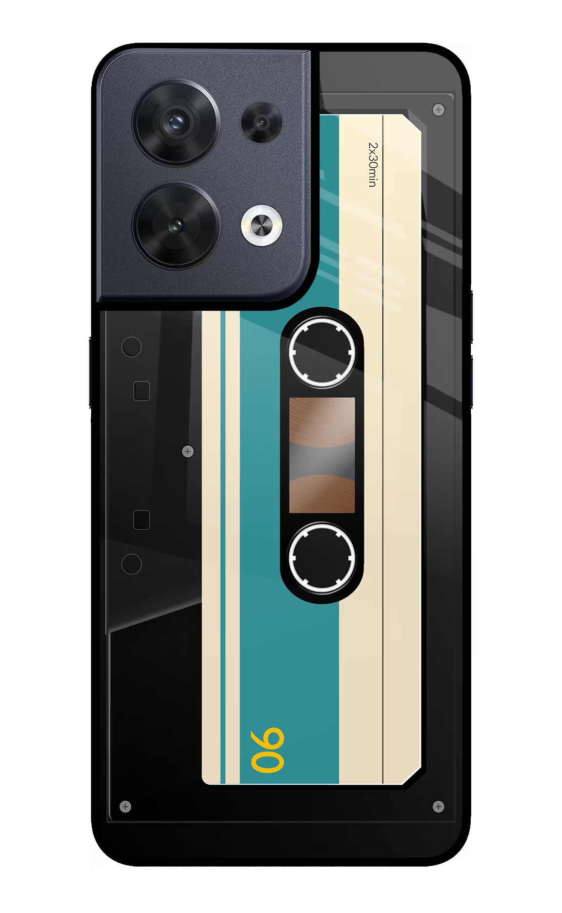 Cassette Oppo Reno8 Glass Case Back Cover by Casekaro