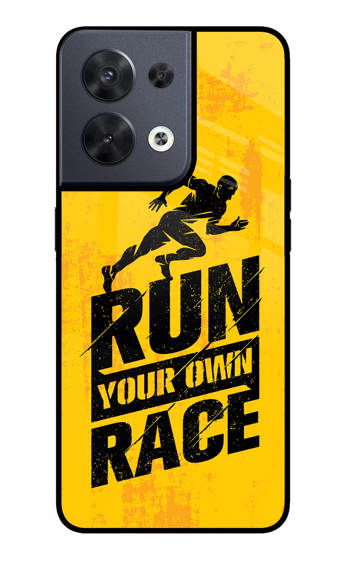 Run Your Own Race Oppo Reno8 Glass Case Back Cover by Casekaro