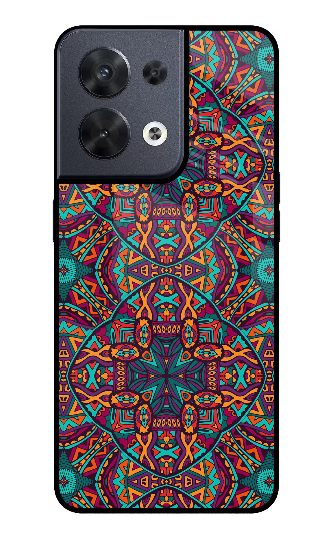 Colour Mandala Oppo Reno8 Glass Case Back Cover by Casekaro