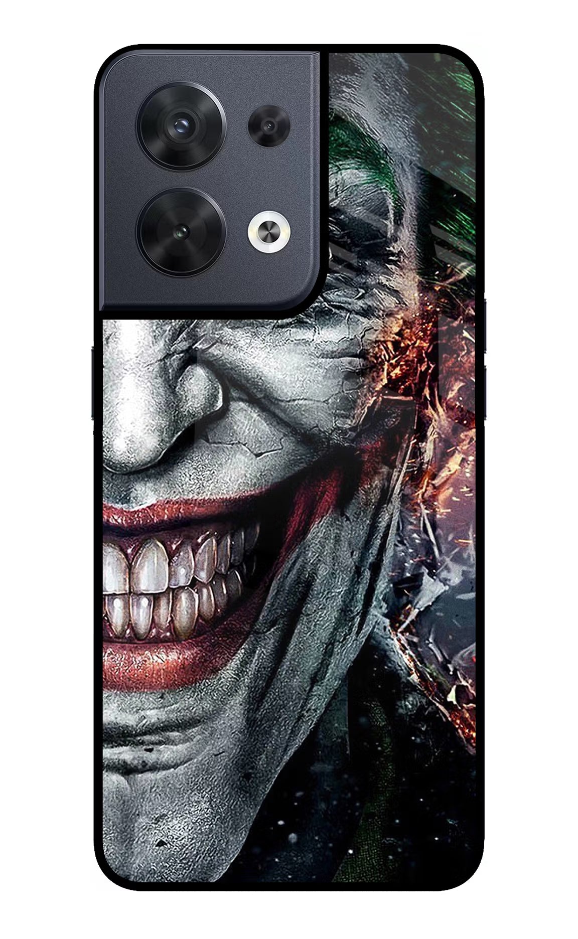 Joker Cam Oppo Reno8 Glass Case Back Cover by Casekaro