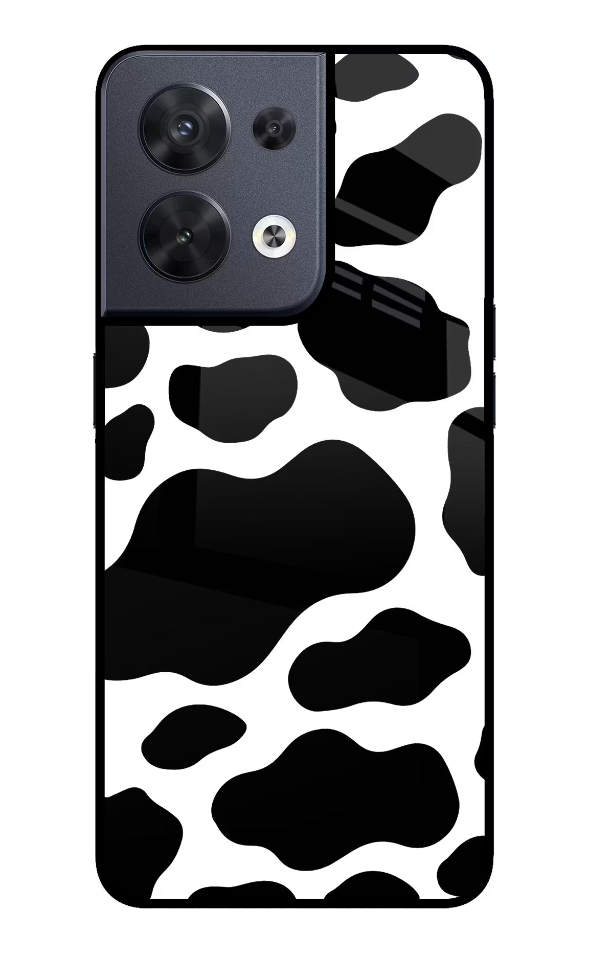 Cow Spots Oppo Reno8 Glass Case Back Cover by Casekaro